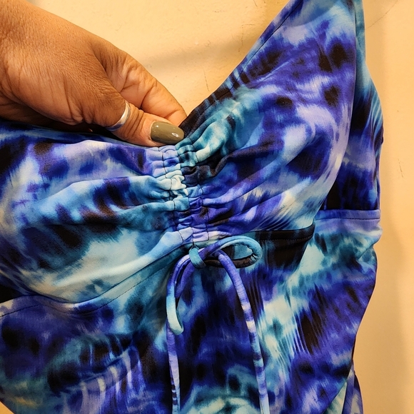 Aqua Green Blue Bodysuit One Piece with Adjustable Straps Swimmer LARGE - Picture 4 of 13